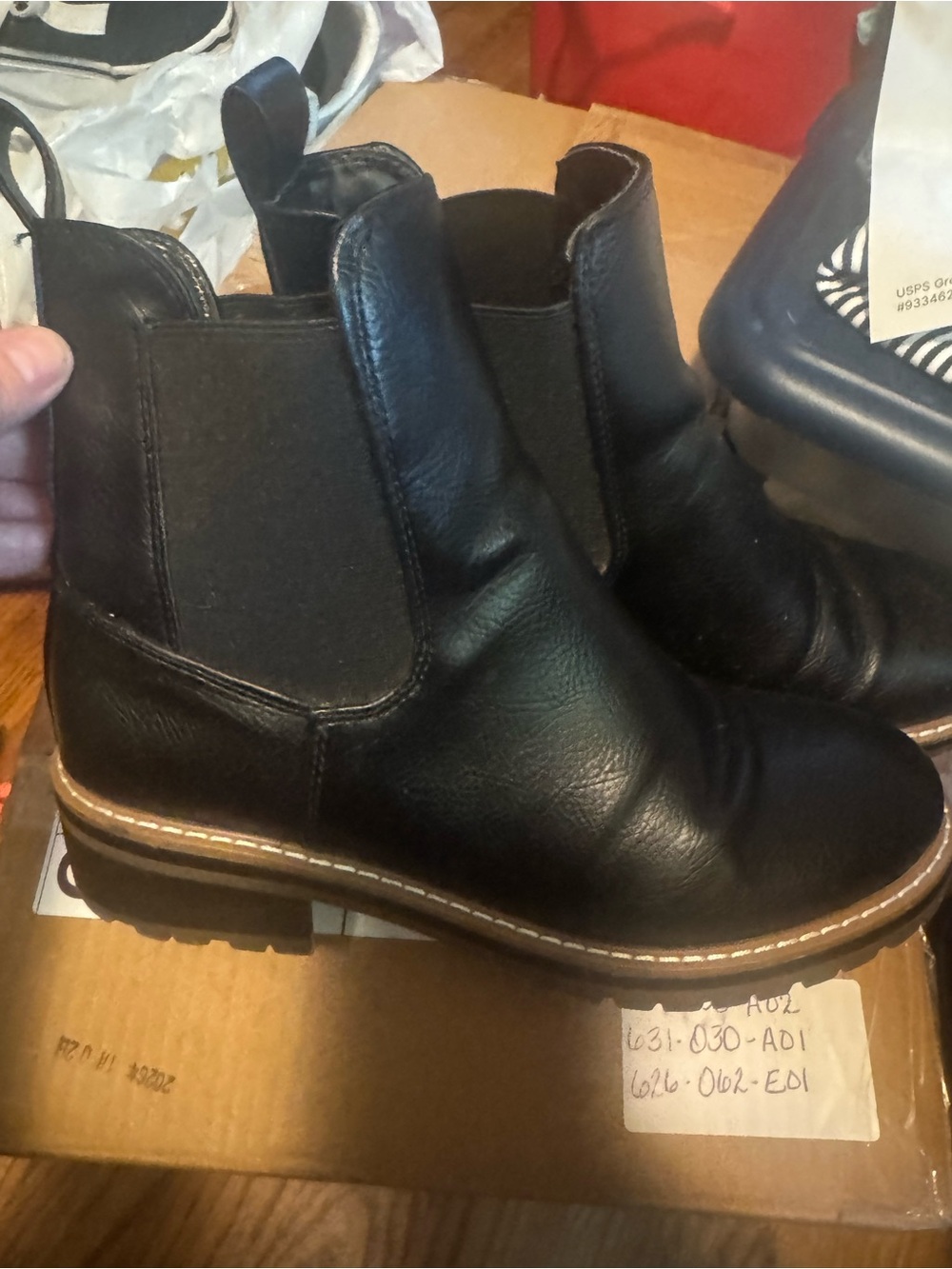 Kensie Black Leather Chukka Boots with Brown Welt Stitch